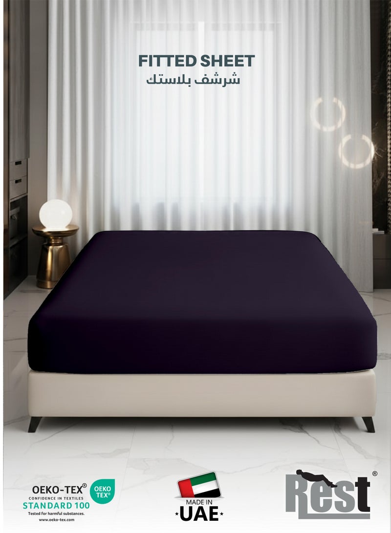 REST Fitted Bedsheet 200x200+30cm Breathable Plush Violet Fabric with Deep Pockets Machine Washable for Optimal Protection - Image 1